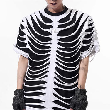 Special-interest Design Hollow Cut Bone T-shirt